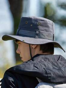1pc Men's Wide Brim Sun Protection Bucket Hat, Foldable Summer Outdoor Bucket Hat, Suitable For Fishing, Hiking, CampingMen's Sun Hat Summer Hat, Suitable For Summer Outdoor Activities Such As Hiking And Fishing