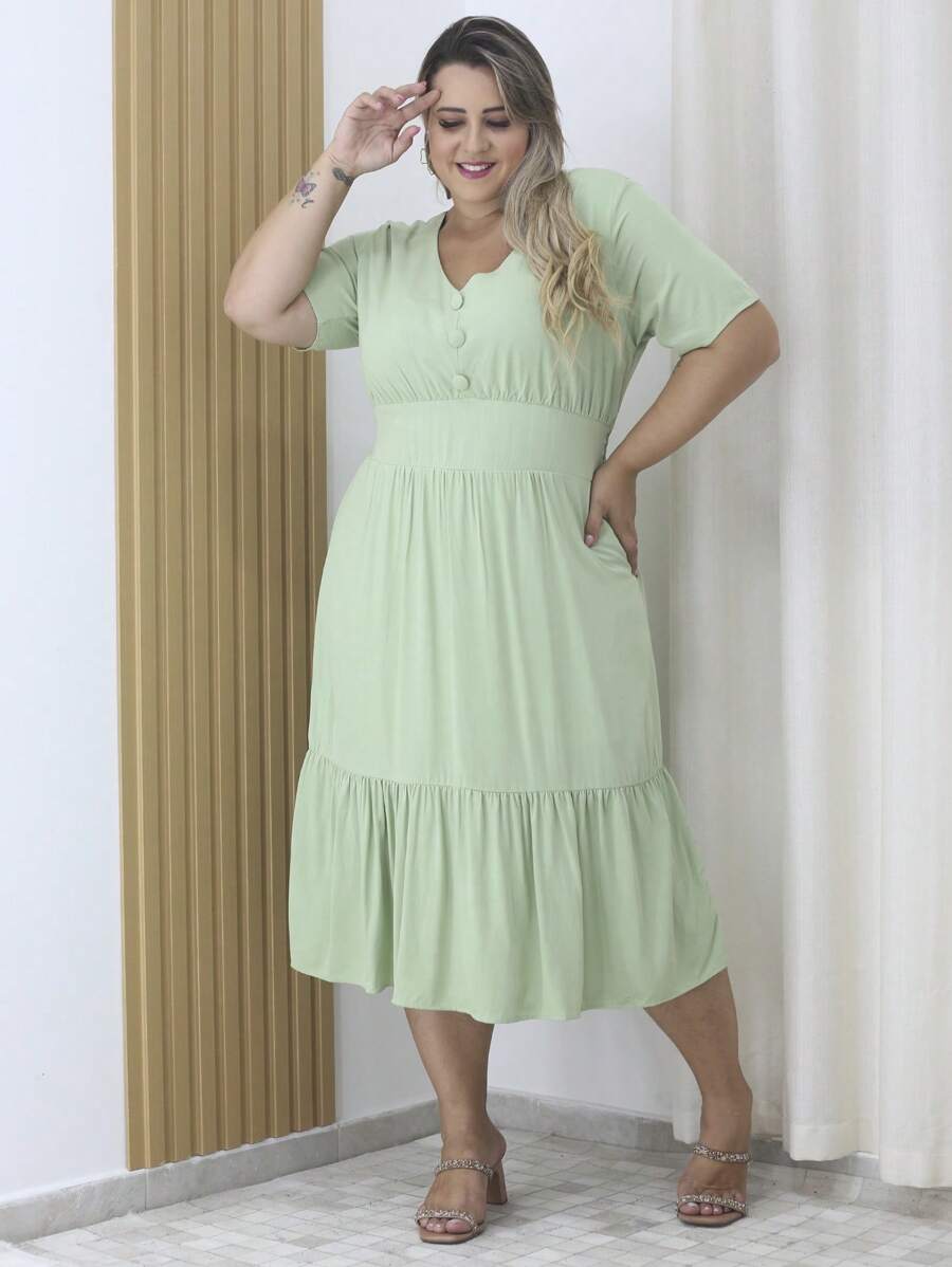 Women Dresses - Olive Green - View 1