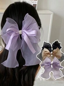 Bow Decor Hair Clip Cute Claw Clips Hair Claws Hair Barrettes, Autumn, School Stuff, Elegant, College