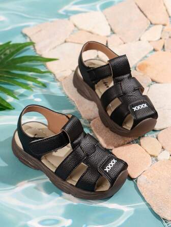 中性防滑運動時尚魔鬼氈涼鞋，具有幼兒/幼童軟底，適合夏季