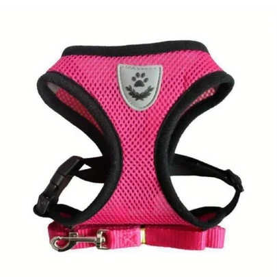  Langxingcs宠物猫狗牵引绳套装，含防逃脱可调节胸背带、反光安全带和项圈，采用柔软透气的网状材料。