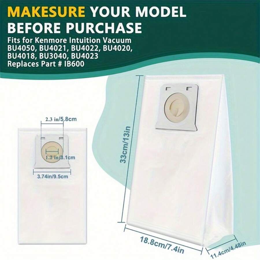 IB600 HEPA Vacuum Bags Compatible With Kenmore Intuition Upright Vacuum