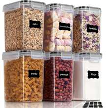 How To Optimize Kitchen Storage: Airtight Plastic Containers For Coffee Beans, Flour, And Sugar 6pcs 54oz/1.6L Airtight Plastic Food Storage, New Year Pantry Organization, Holiday Home Essentials - White - View 1
