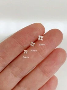 1对时尚立方氧化锆耳钉，女士珠宝，适合婚礼、订婚、周年纪念派对、情人节礼物、送给妈妈的礼物、母亲节礼物 - 玫瑰金 - 查看 3