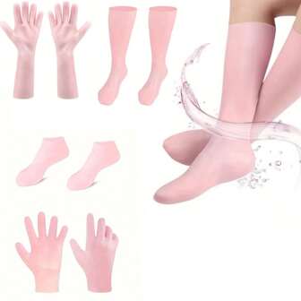2pcs Moisturizing Hand Mask, Foot Mask, Moisturizing Long Socks/Gloves, Foot Care Socks, Prevent Dry Cracked Heels And Soften Rough Skin, Reusable