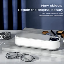 1pc Ultrasonic Glasses Cleaning Machine, Quick & Convenient Sterilization - White - View 1