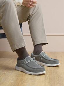 Men's Arch Support Casual Slip-On Shoes Loafers For Men Comfortable Shoes - 灰色 - 查看 2