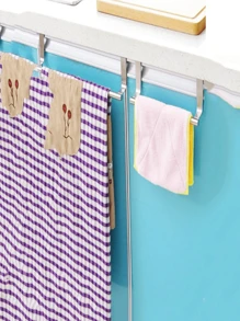 1/2件装不锈钢毛巾杆浴室柜门挂式毛巾架洗碗布收纳架挂式毛巾杆不锈钢门后毛巾收纳架免打孔毛巾挂杆厨房配件卫浴挂件