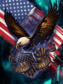 1入11.81寸*15.74寸5D老鷹鑽石畫，客廳鑽石刺繡裝飾 - 彩色 - 查看 3