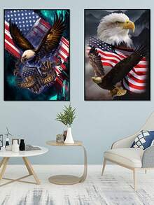 1入11.81寸*15.74寸5D老鷹鑽石畫，客廳鑽石刺繡裝飾 - 彩色 - 查看 1