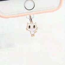 Gattono carino in lega, tappo antipolvere in forma di gatto con grandi occhi per porta di ricarica del telefono cellulare