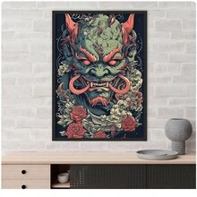 1入組恐怖海報古代神秘生物帆布油畫壁畫客廳家居裝飾無框