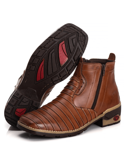 Botina Masculina Tatu 100% Couro Conforto Barato, bota marrom