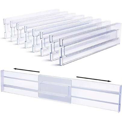 1pc/2PCS Drawer Dividers Organizers Adjustable 3.2" High Expandable From 11-20" Kitchen Drawer Plastic Drawers Separators For Clothing Kitchen Utensils Makeup Office Storage Decorations Decor Festival Decor Room Decor Home Decor Bed Room Decor Dress Pants Shoes Jeans Boots Skirt Bedroom, Organizer, Home Storage, White T Shirt Women, Black Pants Women, Ladies Winter Clothes, Dress,