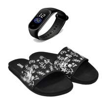 Men Flip Flops & Slides - Đen và trắng - Xem 1