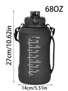 1PC 2L opvouwbare waterfles, met tijden om te drinken, 64 Oz motiverende fles met rietje en riem, herbruikbaar lekvrij, voor sportgymnastiek - Grijs - Bekijken 7