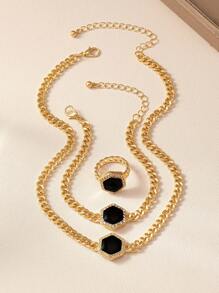 1 Set de Accesorios Personalizados con Formas Geométricas de Moda - Negro - Ver 3