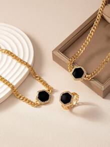 1 Set de Accesorios Personalizados con Formas Geométricas de Moda - Negro - Ver 5