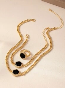 1 Set de Accesorios Personalizados con Formas Geométricas de Moda - Negro - Ver 2