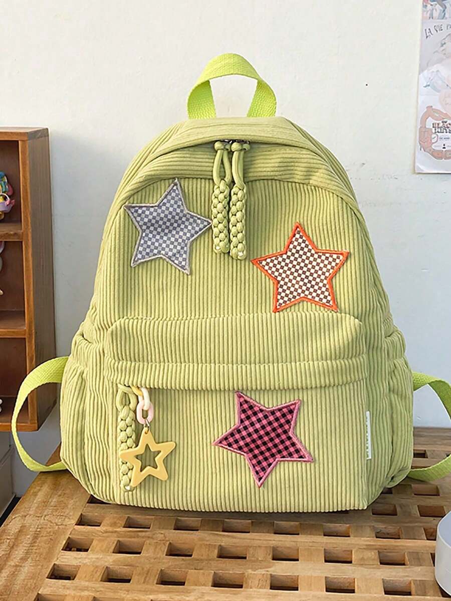个性化迷你星星背包，女童可爱包，学校背包 - 綠色 - 查看 1