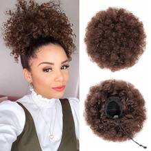 Large Afro Puff Drawstring Ponytail Kinky Curly High Puffs Pony Tail Bun Hair Piece African American Clip In On Updo Hair Extensions For Women(4#) - Dark Brown - View 1