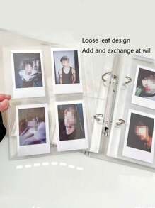 1本大容量3寸4格镂空心形追星小卡片收纳卡册，25张内页2孔3寸活页100格相册，适合明星卡片收纳，小卡片签名收纳 - 彩色 - 查看 5