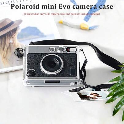 1pc Crystal Clear Case With String & Pc Storage Case For Fujifilm Mini Evo, Anti-Scratch & Shockproof