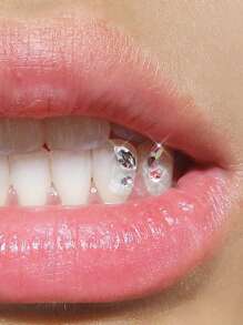 Set de gemas dentales - Kit de pegatinas para dientes de bricolaje autoadhesivas en caja, joyas para dientes de cristal de rinoceronte súper brillantes, calcomanías dentales extraíbles europeas y americanas, cristales decorativos de belleza dental, cristales asimétricos con forma de mariposa de fondo plano, accesorios brillantes y glamorosos de bricolaje para niñas, joyas dentales de cristal súper brillantes, suministros de cuidado oral con estilo personalizado de hip-hop con cristales incrustados, incluye herramientas y pegamento
