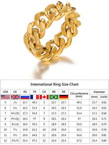 1 pieza de anillo de cadena dorada de moda para mujer - Amarillo Oro - Ver 3