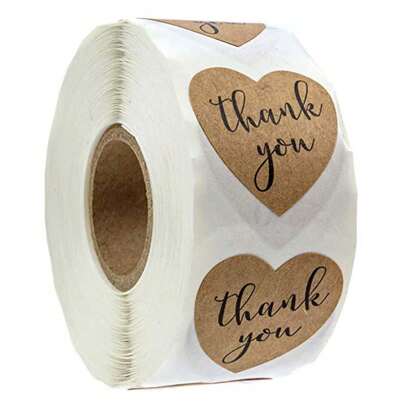 Roll Of 500pcs Kraft Paper "Thank You" Stickers, Suitable For Envelope Packaging Decoration Back To School