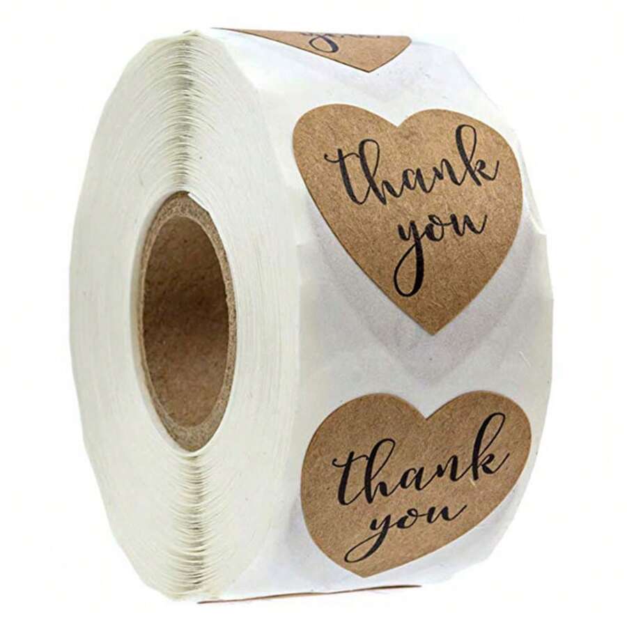 Roll Of 500pcs Kraft Paper "Thank You" Stickers, Suitable For Envelope Packaging Decoration Back To School - Multicolor - View 1
