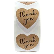 Roll Of 500pcs Kraft Paper "Thank You" Stickers, Suitable For Envelope Packaging Decoration Back To School - Multicolor - View 5