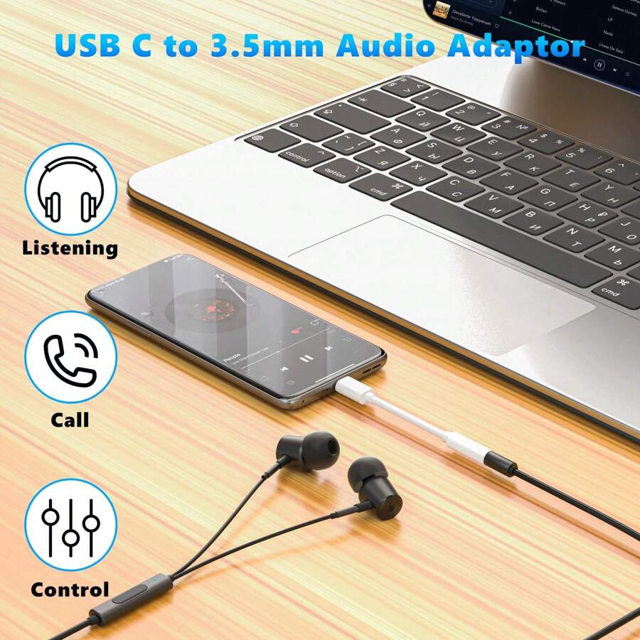 3 Packs USB Type C To 3.5mm Headphone Jack Adapter Compatible With