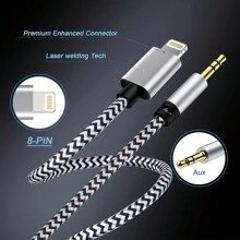 2pcs Apple AUX Audio Cable, Lightning To 3.5mm Headphone Adapter, 3.5mm To Lightning Adapter, Compatible With IPhone 14/13/12/11 Pro Max Plus Audio Cable - Snake Pattern - View 5
