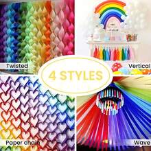 6 Rollos, Guirnaldas de papel crepé (1.77"), Adecuado para decoración de cumpleaños, fiesta, bodas, manualidades, pequeños regalos creativos, accesorios de vacaciones, suministros para fiestas de cumpleaños, regalos de cumpleaños, suministros de decoración de fiestas - color - Ver 2