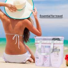 New Portable Shower Bag With Mesh Cosmetic And Storage Bag, Breathable Beach Bag For Travel - Multicolor - View 7