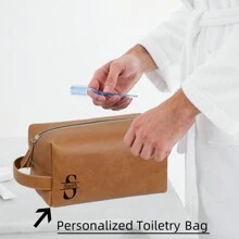 Personalized Leather Toiletry Bag For Men, Engrave Name Initials, Customized Monogram Travel Shaving Dopp Kit For Groomsmen Best Man, Graduation Gifts Father's Day, Wedding, Birthday, Husband, Makeup Bag Wash Bag For Bathroom College Dorm Portable Multifunctional Student Letter Versatile,Large Capacity,Functional,Foldable,Practical,All-Purpose Fashion,Contracted,Minimalist,Kawaii,Vacay Vibes/Vacation,Leisure,Basics Personalized,Unique,Custom Finds,Winter Fashion,Christmas/Holiday Gift,Personalized Gifts For Women,Toiletry Bag Ideal Gifts For Her Girlfriend,Family,Friends,Children,Pink Girls For Anniversaries,For Birthdays,For Christmas,For Holiday/ Vacation,For School,For Outdoors/Outings/Travel/Hiking/Stadium/Sports/Climbing - Brown - View 1