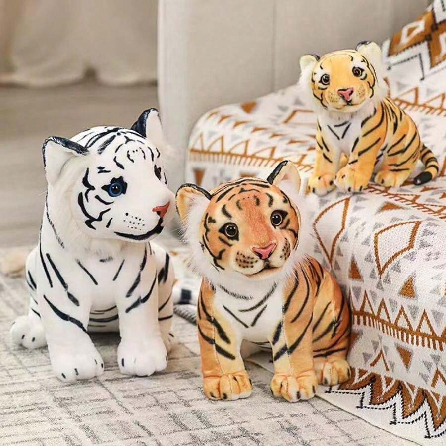 可爱的老虎毛绒玩偶，仿真毛绒动物，适合作为儿童礼物