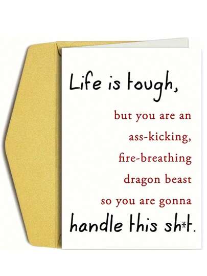 1pc "Life Is Tough, But You Got This" Motivational Greeting Card, Encouragement Card For Family, Spouse, Friends, Coworkers, Birthday (Comes With Random Style/Color Envelope) Back To School,Back To School,School Supplies