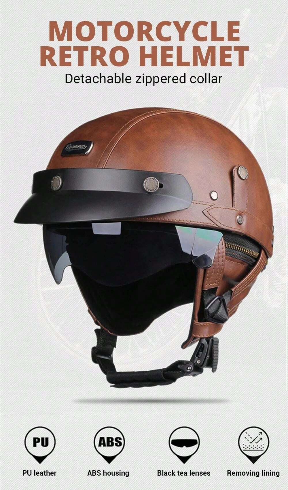 Casco Jet Casco Moto Retru00f2, Casco Mezza Faccia,Casco Semi-jet