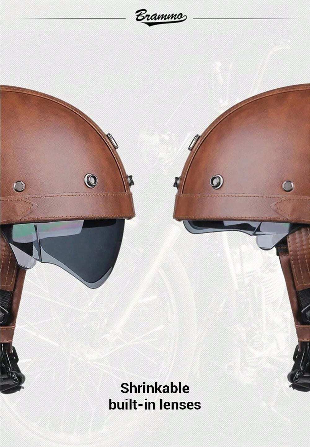 Caschi Scooter Casco Moto Retru00f2, Casco Mezza Faccia,Casco Semi