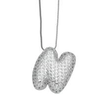 1入受歡迎的鍍金氣泡字母項鍊，設有26個字母與氧化鋯石，男女皆適用，適合日常佩戴 - 銀色新款2 - 查看 26