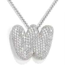 1入受歡迎的鍍金氣泡字母項鍊，設有26個字母與氧化鋯石，男女皆適用，適合日常佩戴 - 銀色新款2 - 查看 23