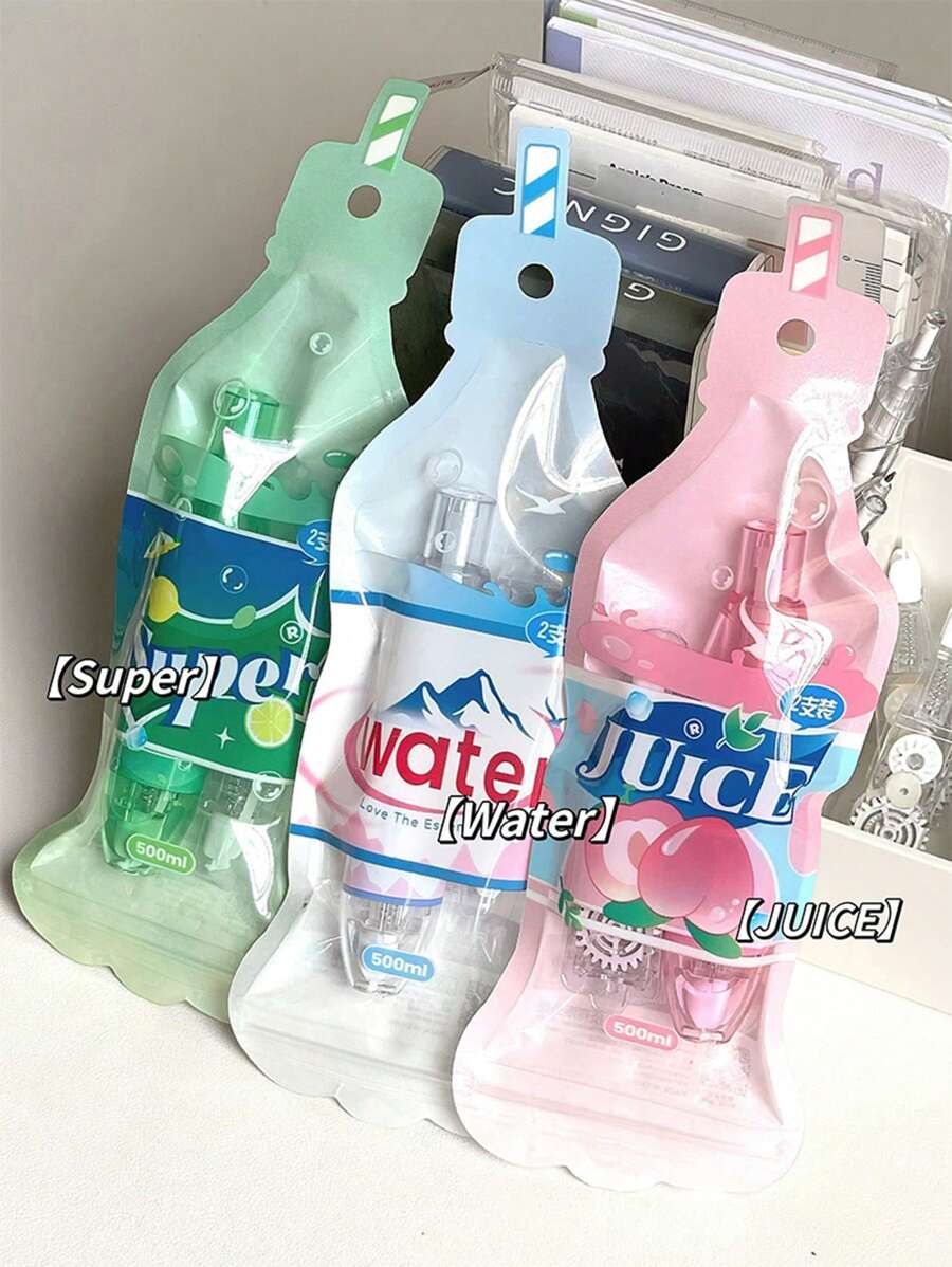 1pc Push-Type Correction Tape With Replaceable Refill, Small Sized Cartoon Design, High Capacity, Suitable For Students Back To School