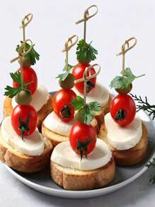 100pcs/200pcs/50pcs(+/-5pcs) 12CM Barbecue Bamboo Skewers Toothpicks, Sandwiches Burgers Fruits Desserts Decorative Skewers For Appetizers Party Supplies,Bbq,Picnic,Camping,Garden,Patio,Outdoor,Garden Decor,Outdoor Decor.