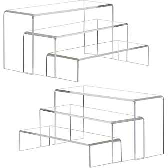 Display Risers, 9 Pcs Rectangular Clear Acrylic Showcase Collectibles Display Stands Suitable For Retail Shoe Showcase Jewelry Figures, Cake Stands For Candy Dessert Table Decorations,Kitchen,Christmas Gift