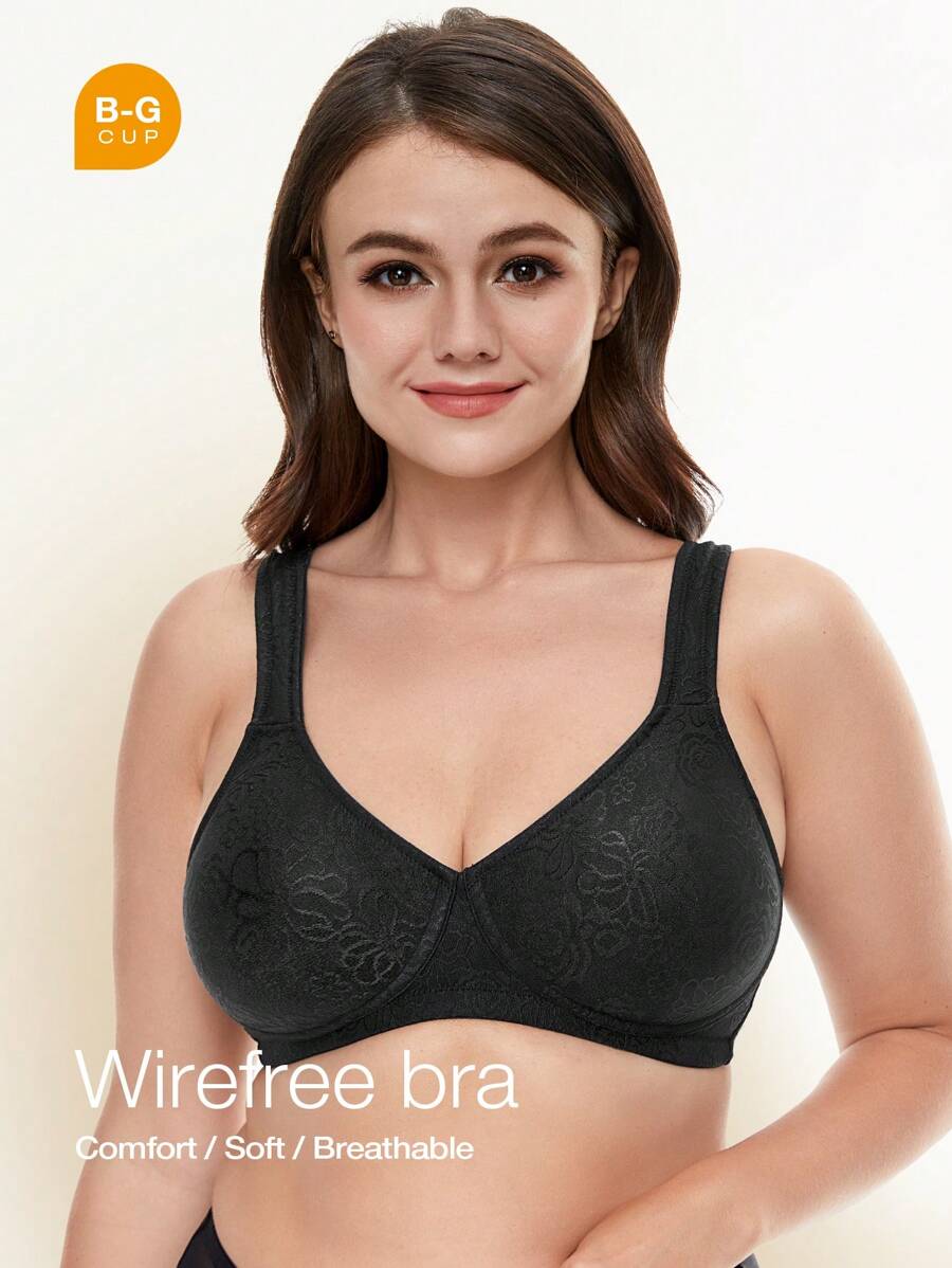 WINGSLOVE Minimizer Full Coverage Non Paded Plus Size Bra - Black - View 1