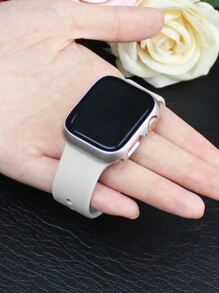 Compatible With Apple Watch Band And Case Combination Set Men'S And Women'S Fashion Sports Soft Comfort Rivet Buckle Silicone Strap + Anti-Drop, Scratch-Proof And Anti-Collision Hard Pc Case Tempered Glass Film Integrated Watch Case Compatible With Apple Watch 40/41/42/44/45/46/49mm Band And Cases Compatible With Apple Watch Series Ultra/11/10/9/8/7/6/5/4/Se Strap And Case Simple Waterproof And Sweat-Proof Convenient Replacement Strap Case