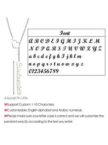 Personalized Simple Europe And America Style Heart Letter Name Necklace Custom Pendant Customized Golden Stainless Steel Couple Necklace Perfect Gift For Couple Mom Friends And Classmates Suitable For Valentine's Day Christmas Halloween Anniversary Celebration, Silver, Stylish, Colorful, Vintage, Simple, Unisex, Casual, For Anniversaries, For Birthdays, For Graduation, For Prom, For Party, Stainless Steel Jewelry