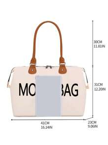 1pc Girl Large Capacity Tote Diaper Bag For Outdoor Use - Beige - View 2